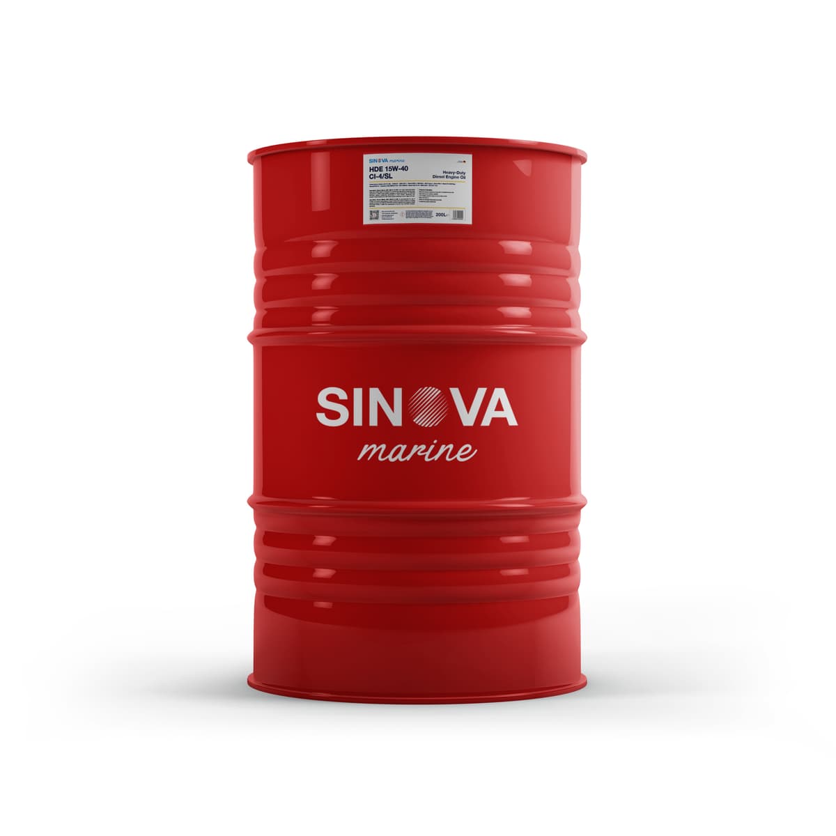 Sinova Marine HDE 15W-40 CI-4/SL - SINOVA MARINE red barrel packaging
