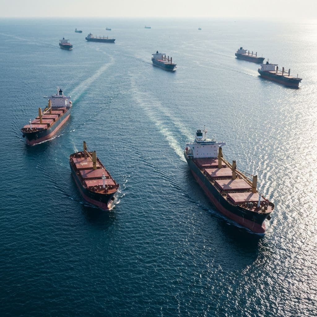 Fleet of cargo ships